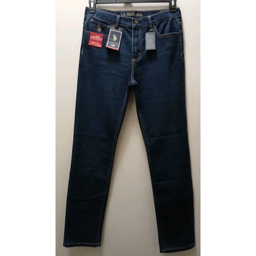 U.S. Polo Assn. Boys Jeans Sz 16 Dark Wash Blue Denim Stretch Skinny Pony 28x29